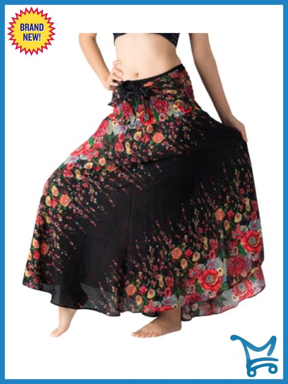 Maxi Boho Skirt High Waist Rayon Asymmetrical
